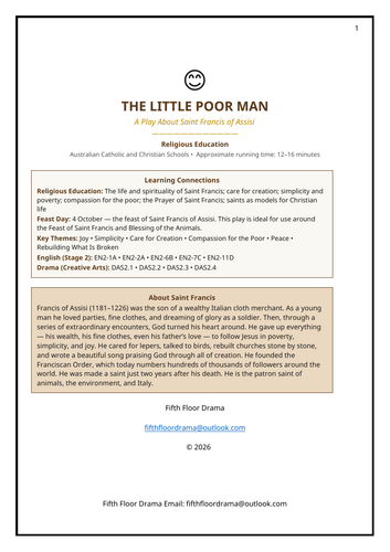 The Little Poor Man | St Francis of Assisi Classroom Play | Saint Drama Script