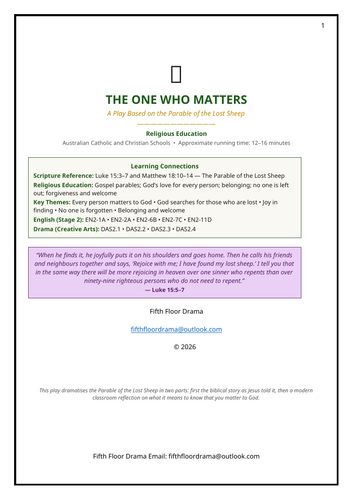 The One Who Matters | Lost Sheep Parable Classroom Play | Bible Drama