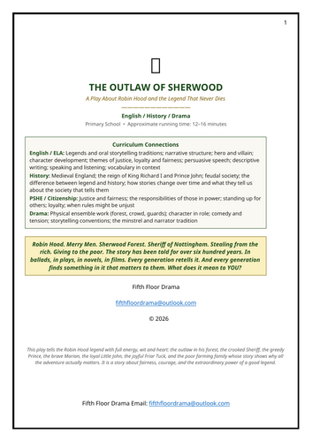 The Outlaw of Sherwood | Robin Hood Classroom Play | Medieval England Drama