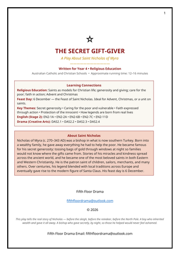 The Secret Gift Giver | St Nicholas Classroom Play | Christmas Religious