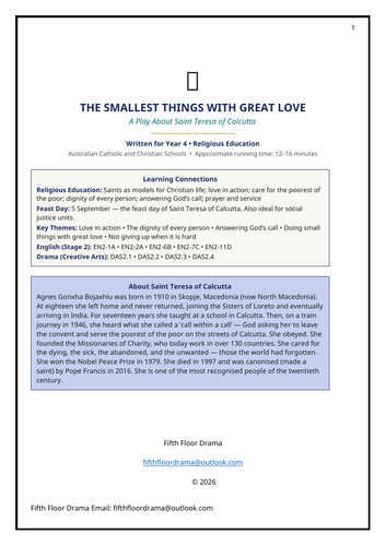 The Smallest Thing With Great Love | Mother Teresa Classroom Play | Saint Drama