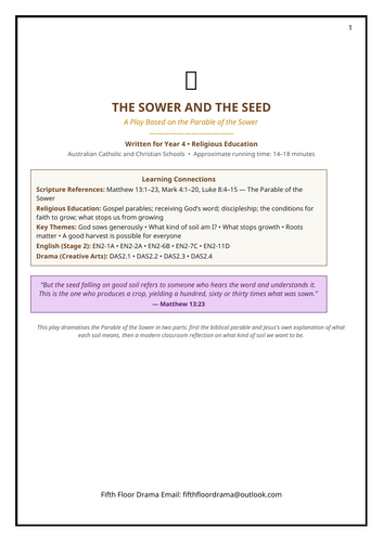 The Sower and the Seed | Bible Parable Classroom Play | Religious Education Dram
