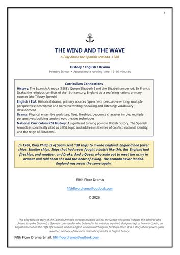 The Wind and the Wave | Spanish Armada 1588 Classroom Play | Elizabethan History