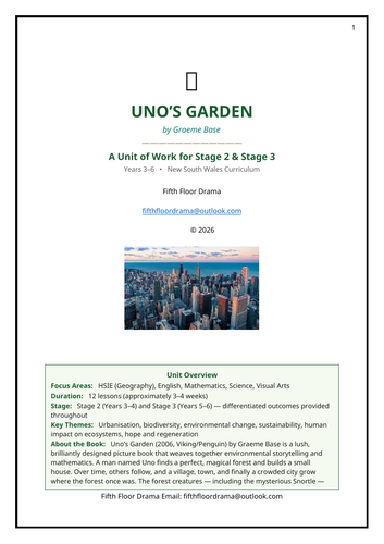 Uno's Garden by Graeme Base | Complete Literature Unit | NSW Syllabus Aligned