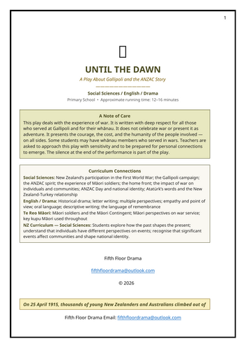 Until the Dawn | Gallipoli and ANZAC Day Classroom Play | NZ History Drama