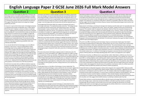 AQA Paper 2 English Language June 2026 Full Mark Model Answers