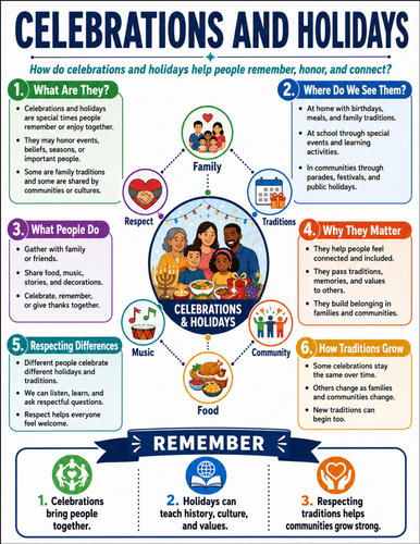 Celebrations and Holidays I Educational Poster