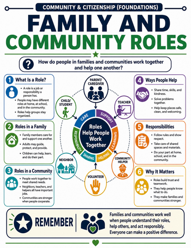 Family and Community Roles I Educational Poster