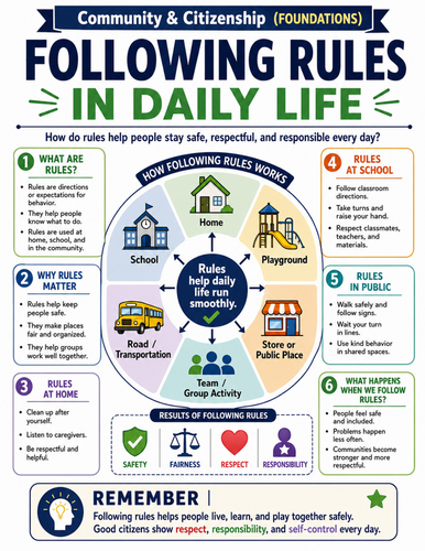 Following Rules in Daily Life I Educational Poster