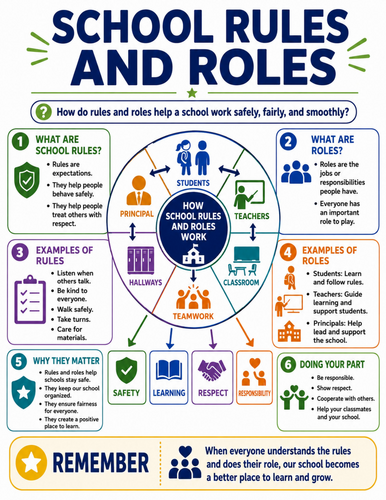 School Rules and Roles I Educational Poster