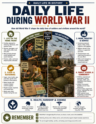 Daily Life during World War II I Educational Poster