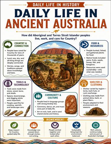 Daily Life in Ancient Australia I Educational Poster
