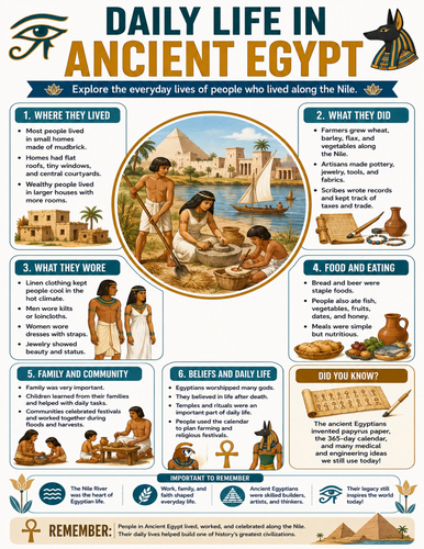 Daily Life in Ancient Egypt I Educational Poster