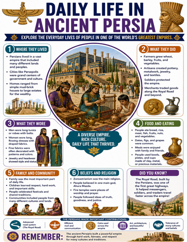 Daily Life in Ancient Persia I Educational Poster