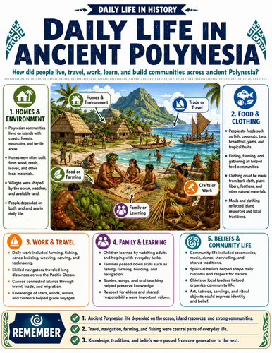 Daily Life in Ancient Polynesia I Educational Poster
