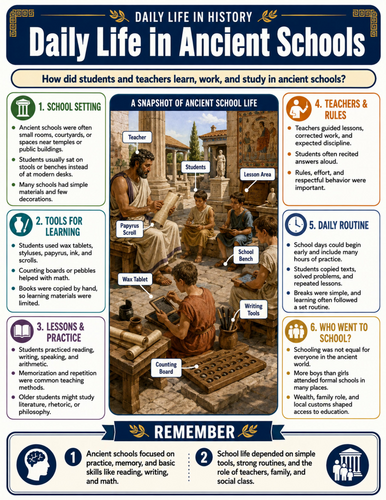 Daily Life in Ancient Schools I Educational Poster