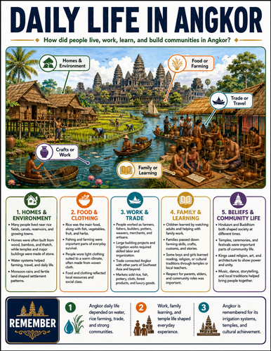 Daily Life in Angkor I Educational Poster