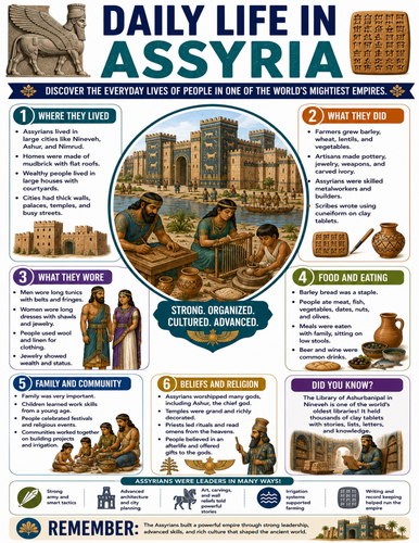 Daily Life in Assyria I Educational Poster