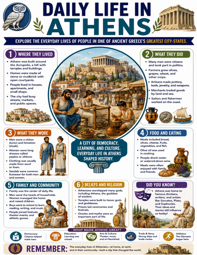 Daily Life in Athens I Educational Poster