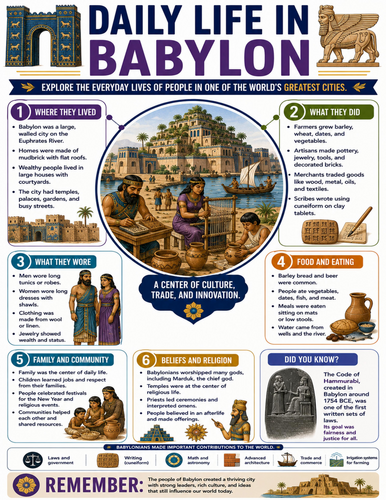 Daily Life in Babylon I Educational Poster