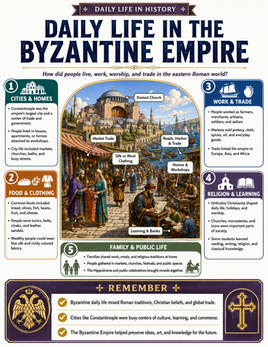 Daily Life in Byzantine Empire I Educational Poster