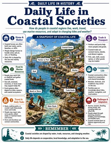 Daily Life in Coastal Societies I Educational Poster