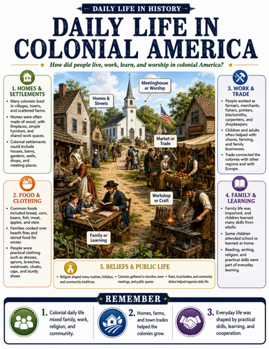Daily Life in Colonial America I Educational Poster