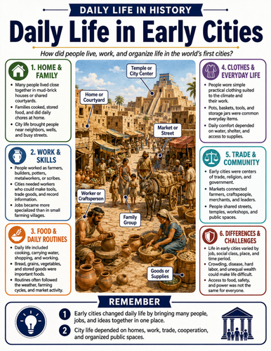 Daily Life in Early Cities I Educational Poster