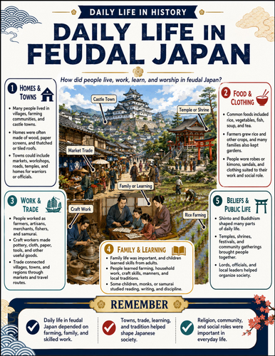 Daily Life in Feudal Japan I Educational Poster