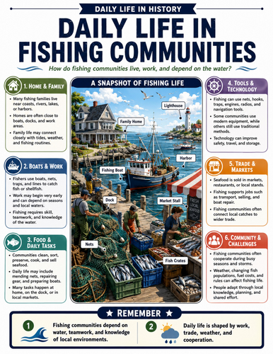 Daily Life in Fishing Communities I Educational Poster