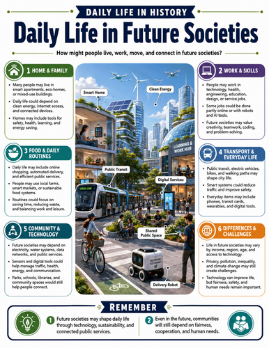 Daily Life in Future Societies I Educational Poster