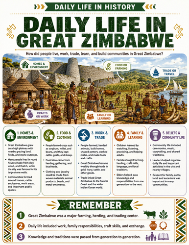 Daily Life in Great Zimbabwe I Educational Poster