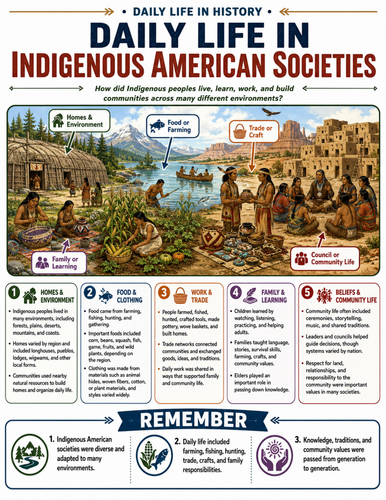 Daily Life in Indigenous American Societies I Educational Poster