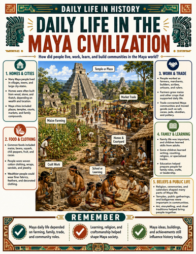Daily Life in Maya Civilization I Educational Poster