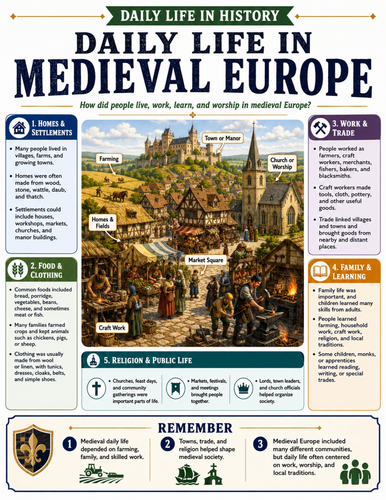 Daily Life in Medieval Europe I Educational Poster