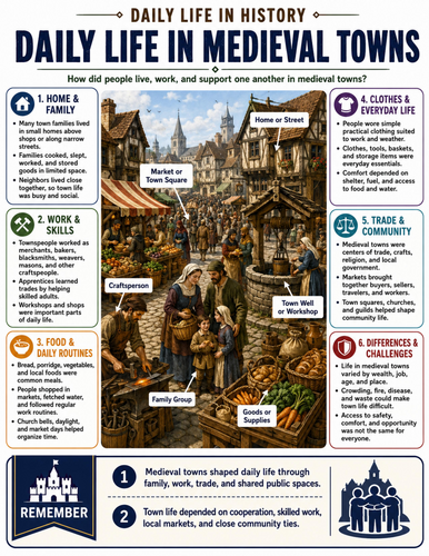 Daily Life in Medieval Towns I Educational Poster