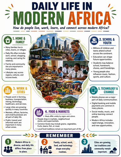 Daily Life in Modern Africa I Educational Poster