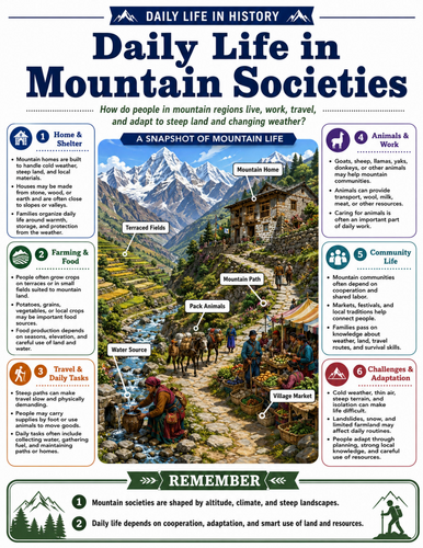Daily Life in Mountain Societies I Educational Poster
