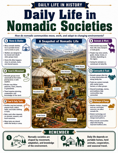 Daily Life in Nomadic Societies I Educational Poster