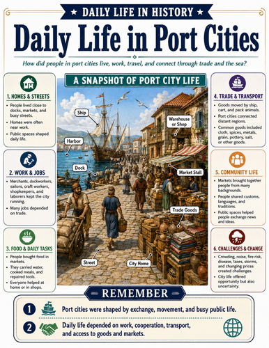 Daily Life in Port Cities I Educational Poster