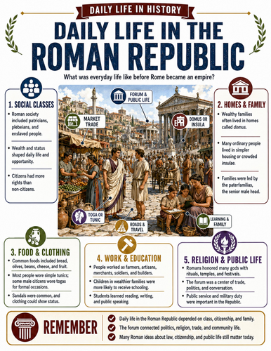 Daily Life in Roman Republic I Educational Poster