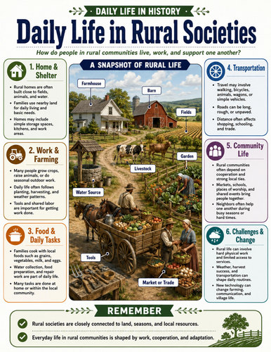 Daily Life in Rural Societies I Educational Poster