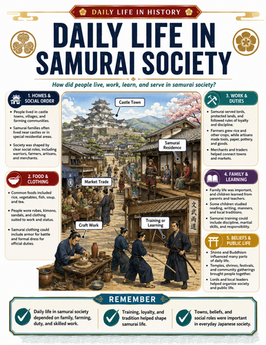 Daily Life in Samurai Society I Educational Poster