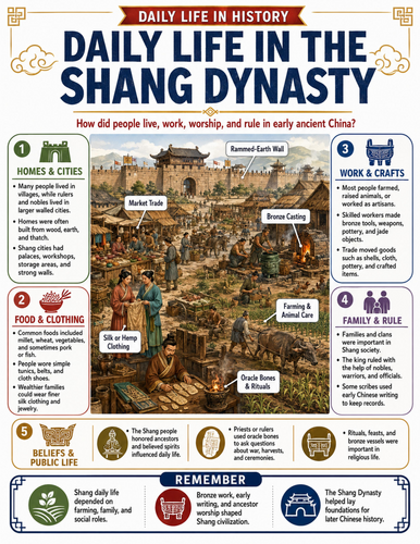 Daily Life in Shang Dynasty I Educational Poster