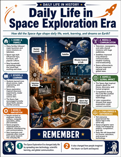 Daily Life in Space Exploration Era I Educational Poster