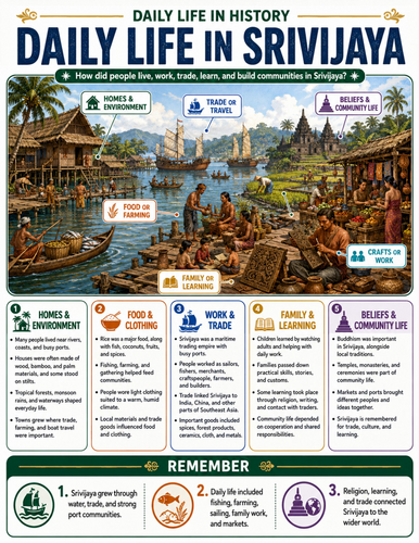 Daily Life in Srivijaya I Educational Poster