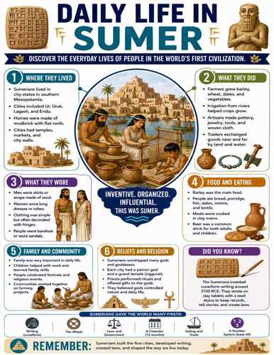 Daily Life in Sumer I Educational Poster