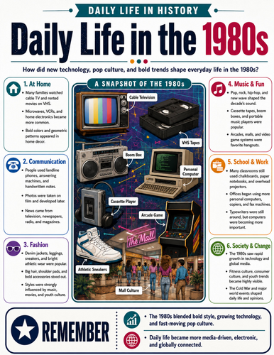 Daily Life in the 1980s I Educational Poster