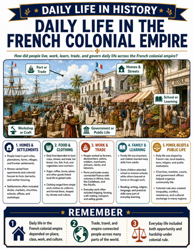 Daily Life in the French Colonial Empire I Educational Poster
