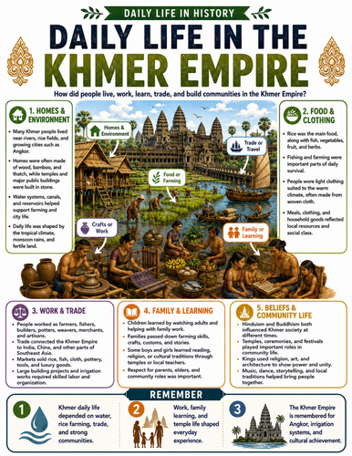 Daily Life in the Khmer Empire I Educational Poster